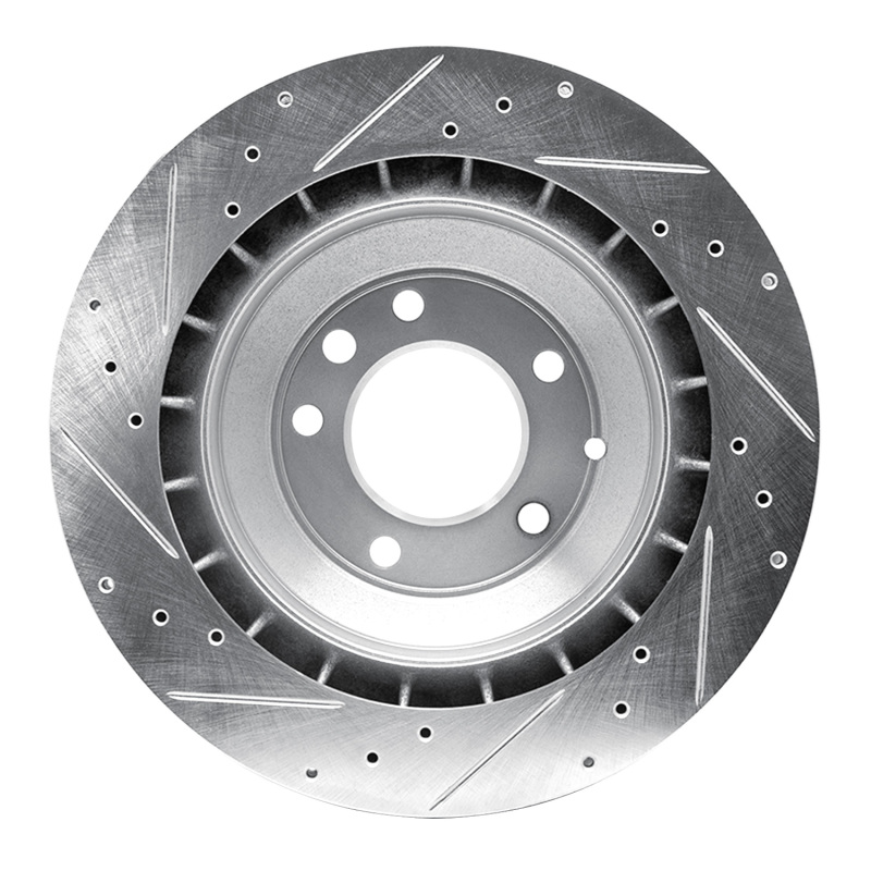 Porsche Cayenne Brake Rotor (1) - Rear Left - R1 Concepts - Drilled & Slotted - Silver - `05-`18